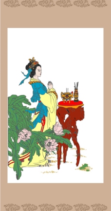 貂婵拜月图片
